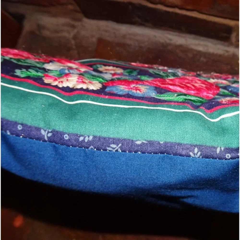 Vintage Pink & Blue Floral Throw Pillow retro country farmhouse decor cottage